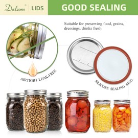 Dalzom® 48Pcs Canning Lids with Rings Regular Mouth, Premium Mason Jar Lids with Bands/Rings for Ball, Kerr Jars - Food Grade Material, 100% Fit & Airtight for Regular Mouth Mason Jars