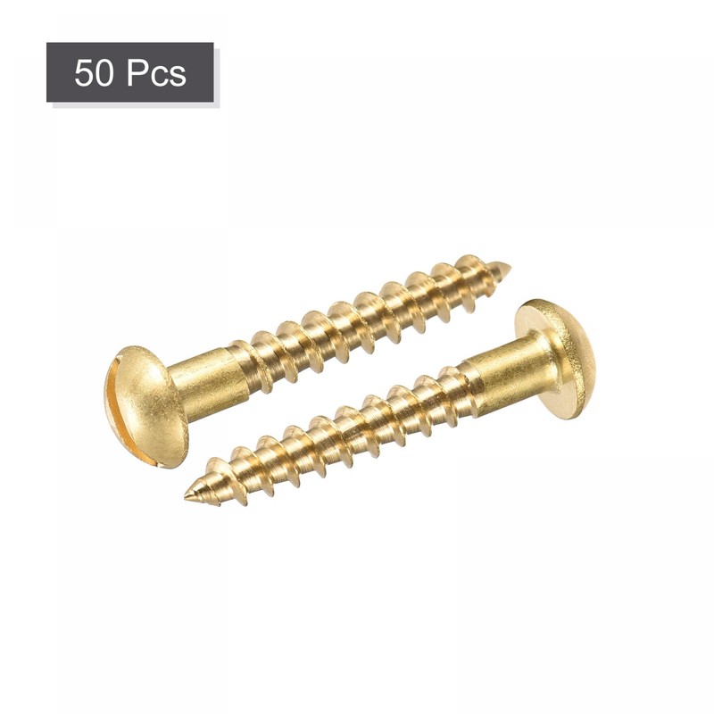 sourcing map Wood Screws M4 x 25mm Slotted Round Head
