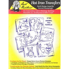 Animal Tea Towels Aunt Martha's Hot Iron Embroidery Transfer