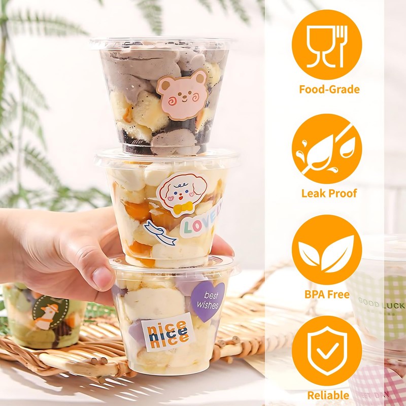 CenYouful 9 oz Clear Plastic Cups with Flat Lids No
