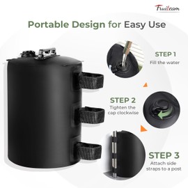 FRUITEAM 220 LBS Canopy Water Weight Bag, Portable Canopy Weights Set of 4 for Tent Legs, Patio Umbrella, Parking Canopy, Pop Up Tent, Gazebo, Black