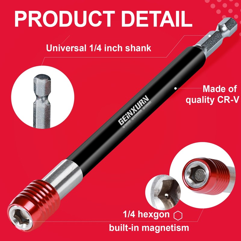 Geinxurn 3Pieces Impact Screwdriver Bit Holders Extra Long,6 inches Magnetic