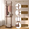 PZDJUMO Solid Wood Coat Rack Clothes Rack with Wheels &