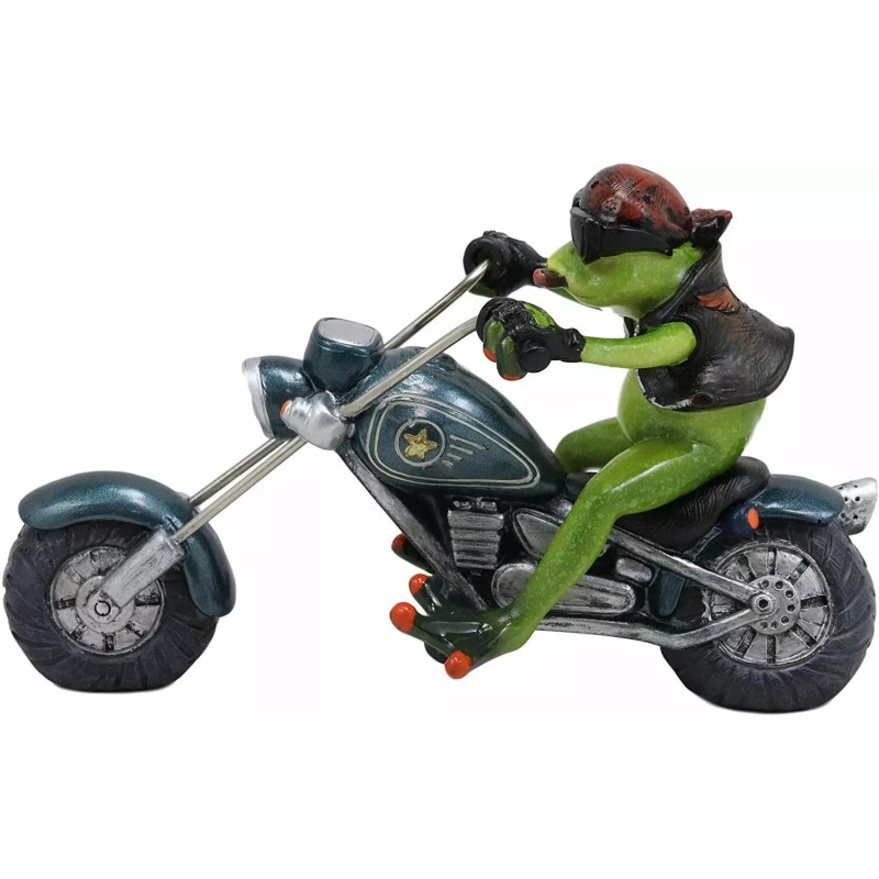 8.5"L Born To Ride Biker Frog Smoking Cigar On Blue