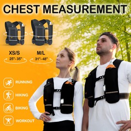 RUNLIX Running Vest for Women Men - Reflective Running Hydration Vest with 500ml Soft Water Bottle, Phone Holder, 2 LED Lights USB Rechargeable - 7 Pockets Runners Backpack Trail Jogging Marathon