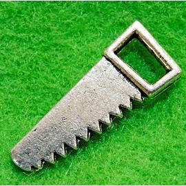 20-Pcs. Antique Silver 3D Hand Saw Tool Charms Pendants Findings PR045 - Jewelry Making DIY Crafting Charm Beads for Bracelets