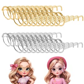 20pcs Miniature Wire Glasses for Crafts, 32mm Miniature Dollhouse Eye Glasses, Silver Tiny Eyeglasses & Glasses, Doll Dress Up Eye-Glasses, Mini Dolls Glasses Metal Wire Rim for Doll Making Supplies