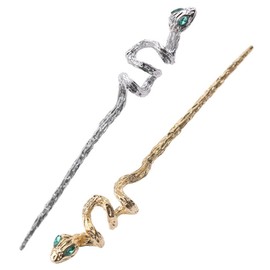 Baluue 2pcs Vintage Metal Snake Hair Sticks Elegant Hair Chopsticks for Buns Rhinestone Adorned Accessories for Women and Girls for Half Bun Hairstyles