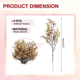 PATIKIL Artificial Flowers, 9pcs European Fake Flowers DIY Bouquet Fake Floral for Home Garden Kitchen Decor Wedding Party Decoration Gold