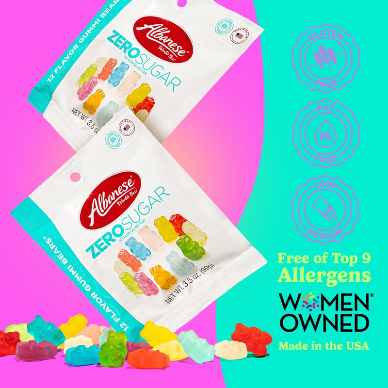 Albanese Candy, Sugar Free 12 Flavor Gummi Bears, 3.5 oz.