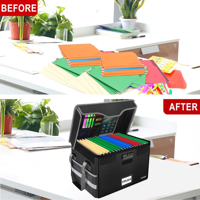 DocSafe Fireproof Document Box with Lock, File Storage Organizer with