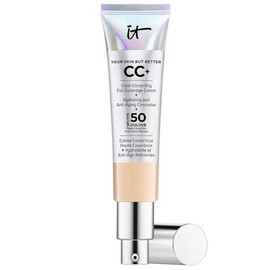 IT Cosmetics Full Coverage Foundation with SPF 50 Protection, Enriched with Hyaluronic Acid & Vitamin E, Your Skin But Better CC+ Cream, Shade: Medium, 32ml