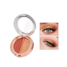 Timipoo Double color eye shadow, high pigment eye makeup palette, matte shimmer metal eye shadow powder, waterproof and durable color eye makeup (01#Sunset orange)