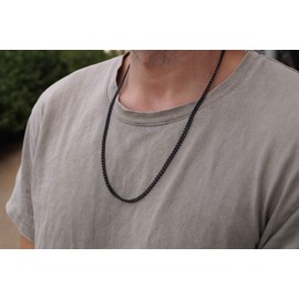 Made by Nami Men's Stainless Steel Necklace, Solid 60 cm Gun Metal Chain Link Chain, Men's Curb Chain Black, Men's Gift, Men's Jewellery (Gun Metal 4 mm)