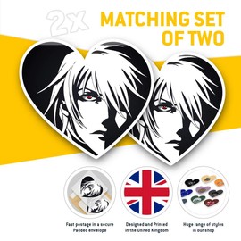 2 x Heart Stickers 15 cm - Anime Manga Face Japanese Fun Decals for Laptops,Tablets,Luggage,Scrap Booking,Fridges, #2810