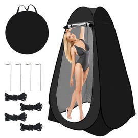 BZTANG Pop Up Shower Tent Portable Camping Bathroom Toilet Tent Changing Dressing Room Privacy Shelters Room for Hiking Beach Sun Shelter Picnic Fishing UPF50+ Waterproof (Black)