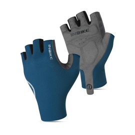 INBIKE Cycling Gloves Half Finger Cool Fabric Unisex Men Woman Cycling Gloves Summer Lightweight Breathable Quick Dry Non-Slip Gym Gloves Deprotes Running Gloves Navy-S