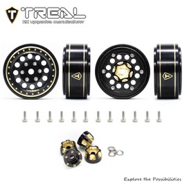 TREAL 1.0 Beadlock Wheels Brass Vintage Wheel Rims Heavy Weight Upgrades 4pcs for SCX24 FCX24 TRX4M 1/24 1/18 RC Crawler, 47g/pc