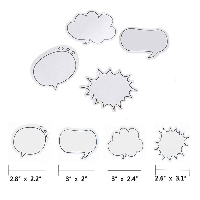 Pcxino 20Pads 600sheets Thought Cloud Sticky Notes,Talking Bubble Shape,Self-Stick Notes