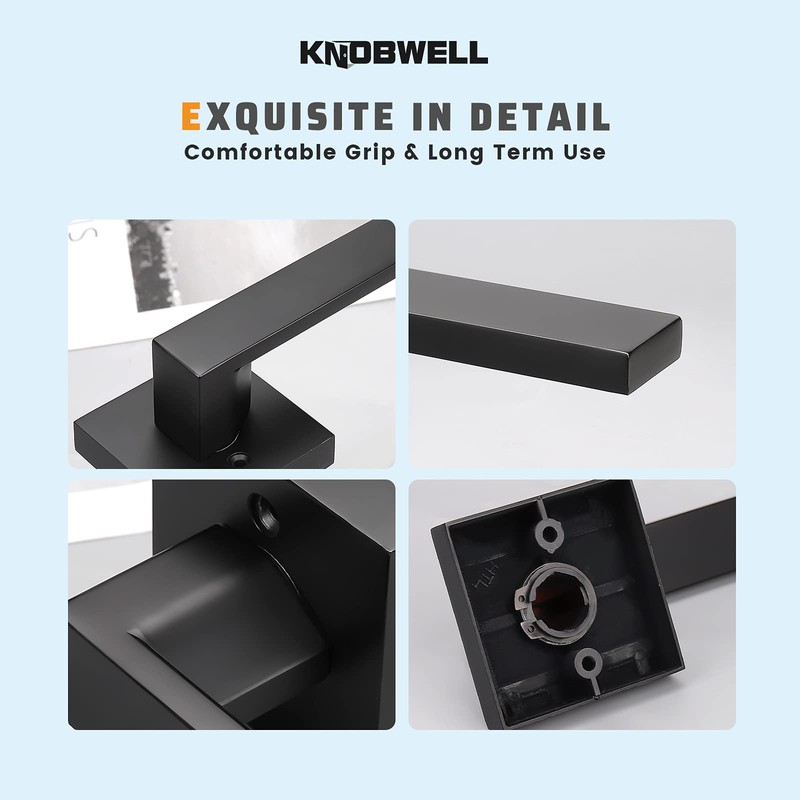 KNOBWELL 10 Pack Door Handles Black Interior Lever Dummy Door