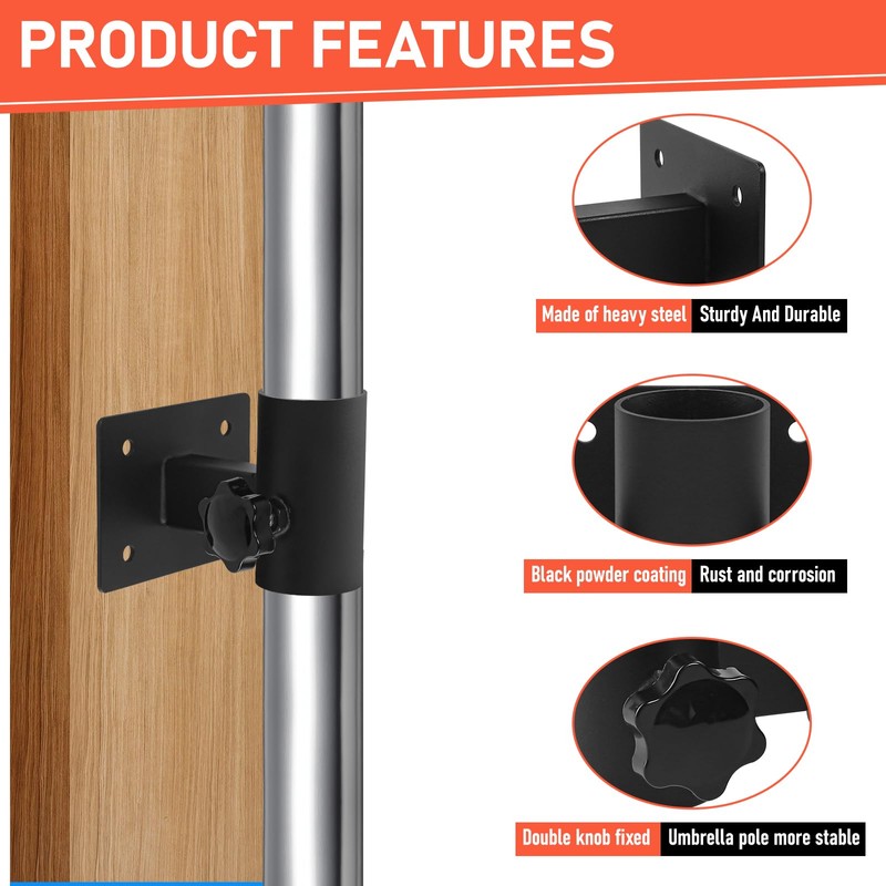 XZWMY Patio Umbrella Holder 2PCS,Heavy Duty Adjustable Metal Umbrella Clamp