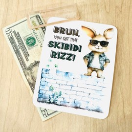 Cool Easter Money Holder Cards, Fun Slang, Bruh, Skibidi Rizz, Gen Alpha, Gen Z, Tween, Teen, Basket Stuffer (Bruh Skibidi Rizz)