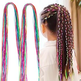 30Pcs Hair Strings for Braids Colorful Long Hair Wrap String for Girls Braids Braiding Hairstyle Accessories (32.3 Inch)