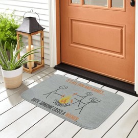 SPXUBZ It's All Fun and Games for Camping Rug Non Slip Entrance Doormat Outdoor/Indoor Durable and Waterproof Machine Washable Door mat Size:23.6x15.7 inch