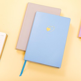 CAGIE Lined Journal Notebook for Women and Girls 256 Pages Cute Diary with Heart-Shaped Leather Journals for Writing A5 Soft Cover Notebooks for Work School, 5.7 x 8.3 Inches, Azurite Blue