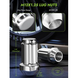 AUTOPTIM M12x1.25 Spline Lug Nuts - Replacement for 1993-2022 Nissan Altima, 1988-2022 Nissan Maxima, 1999-2015 Nissan Xterra Aftermarket Wheel 20pcs Chrome Closed End Lug Nuts with 1 Socket Key