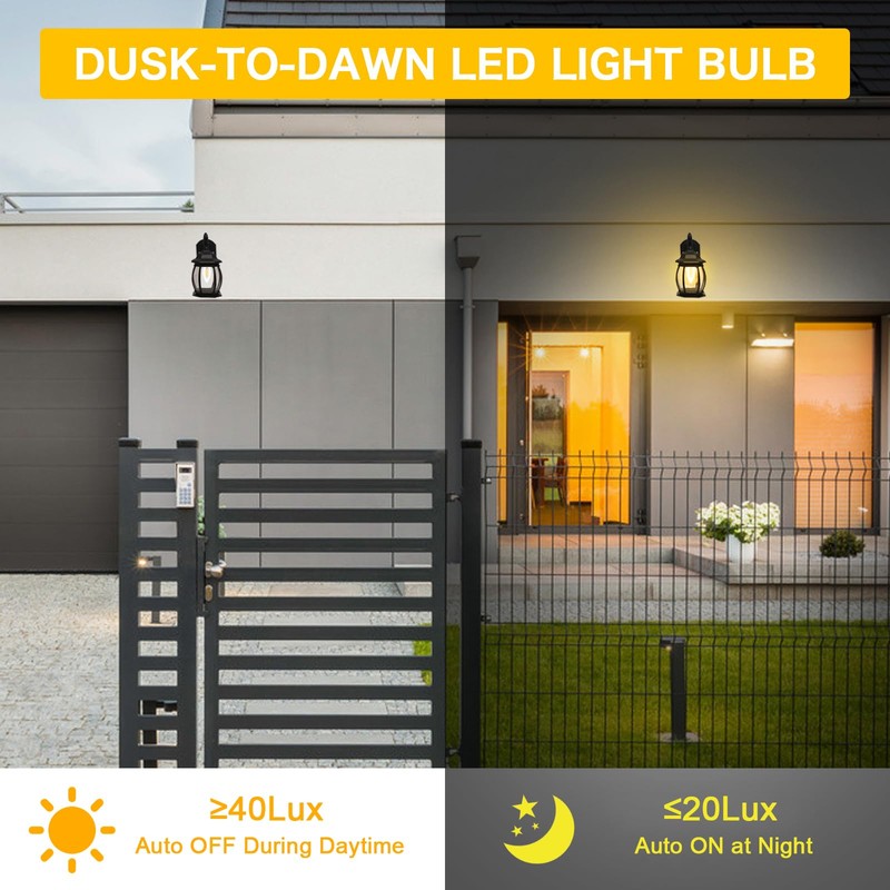 Ganiude E12 Dusk to Dawn Light Bulbs Outdoor, C35 B11