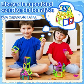 Nasjac Juguete Bloques Magnéticos Niños 3D, 60/84/118 Pzs Juegos de Bloques Construcción Didácticos Creativos Stem, Imanes Magnética Figuras Geométricas, Juguete Educativos Regalo de Navidad Niños 3+