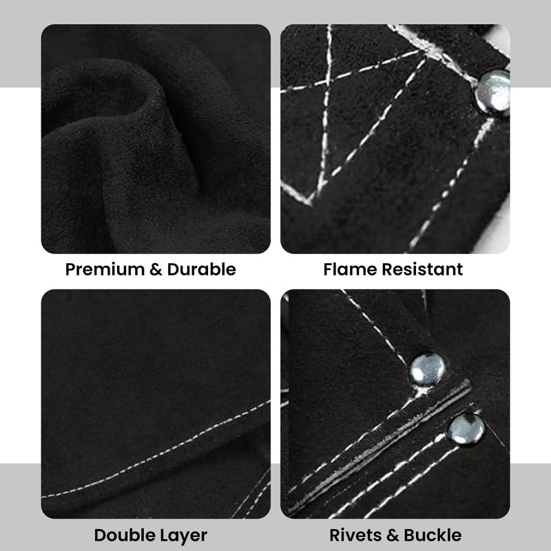 MAALIKPRO Leather Welding Work Apron with 9 Tool Pockets (Black)