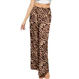 SWOMOG Women's Silk Satin Pajama Pants Longs Silky Sleep Pants Loungewear Trousers Elastic Waist Lounge Pj Bottoms