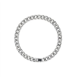 HEIX Mens Jewelry Stainless Steel Simple Cuban Chunk Link Silver Bracelet for Men and Boys (6mm, L)