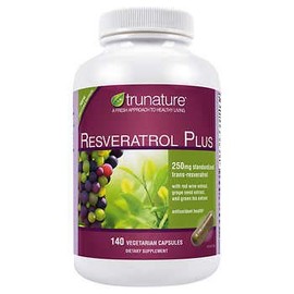 Trunature Resveratrol Plus Vegetarian Capsules, 250mg (Pack of 140)