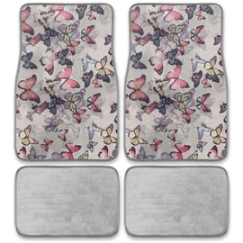 CarsCover Print Design Tropical Butterflies Butterfly Car Truck SUV Universal-fit Front & Rear Carpet Floor Mats 4pc Set