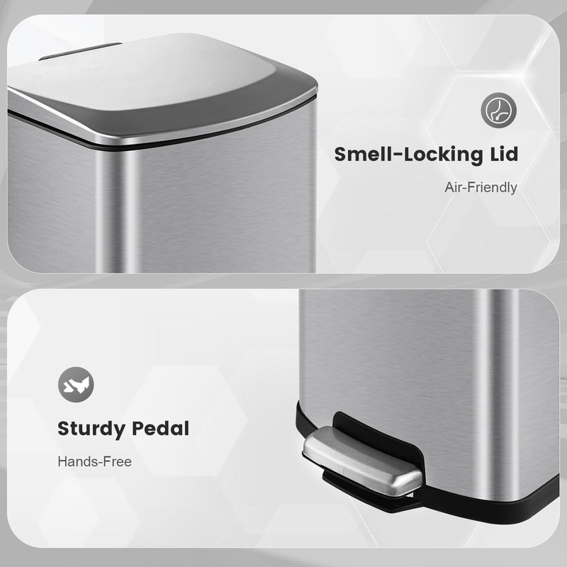 SYNCVIBE Bathroom Trash Can with Lid Soft Close 4 Gallon