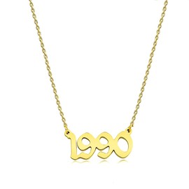Ovian Birth Year Number Necklace for Women 18K Gold Plated Stainless Steel Birthday Pendant Necklace Memorable Anniversary Jewelry