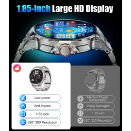 LIGE Smart Watches for Men(Answer/Make Call),1.85" HD Screen Outdoor Sports Smartwatch,800mAh Battery,Heart Rate/Sleep Monitor 5ATM Waterproof Fitness Tracker for Android iOS,Sliver