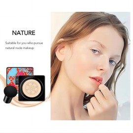 Mushroom Head CC Cream, Natural BB Cream, Moisturising Cushion Foundation, Waterproof Brightening Pigment Concealer, Perfect Coverage, Primer, Durable (Natural)