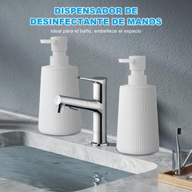 Tethram 2Pcs Dispensador de Jabón Líquido, 380ML Dispensador de Jabón de Plástico Moderno Pequeño para Baño, Adecuado para baño, Cocina.