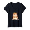 Womens Cute Kingdom Hamster with Crown Outfit V-Neck T-Shirt