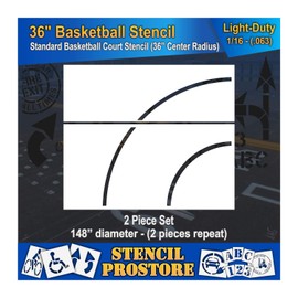Athletic Marking Stencils - 36 inch Basketball Court Stencil Set - 36" and 72" Repeating Pieces - (2 Piece) - 1/16" (63 mil) - Light-Duty