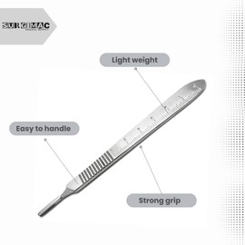 SurgiMac Scalpel Graduated Handle No. 3, Dental Surgical Stainless Steel Instrument with Scale