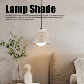 Metal Lampshade, Iron Modern Style Lamp Shades with Carved Flower Pattern, E27 E26 Lamp Cover for Home Living Room, 5.1x7.5x5.9in Lamp Shades for Table Lamps, Floor Lamps, White