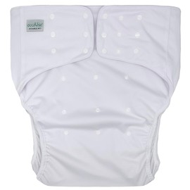 EcoAble Adult Cloth Diaper Cover 2.0, Reusable Incontinence Briefs | Waterproof Protective Underwear for Special Needs Teens, Men and Women (Medium, White)
