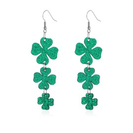 St. Patrick's Day Earrings for Women St. Patrick's Day Acrylic Clover Earrings Lightweight Green Shamrock Dangle Earrings Irish Party Jewelry (Green)