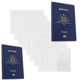 8 PCS Clear Passport Cover - Travel Holder Case Australia Waterproof Transparent Protector Travel Holder Organizer Protector for Passport, ID and Credit Cards Frosted