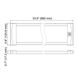 Raycharm RV Enclosed Trailer Interior LED Light Fixture 33.9" x 4.9" Surface Mount, 6000K Cool-White Even Diffused Beam, High Light-Output Low Ampere Draw, 12V/24V DC, On/Off Touch Switch, 1-Pack